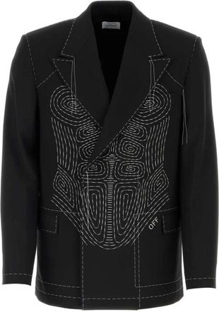 Off-white Jassen, Heren, Zwart, M, Polyester, Zwart Stretch Blazer en Vest Set