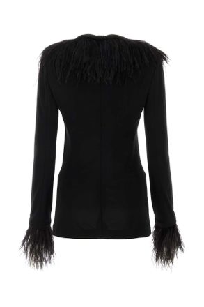 Alberta Ferretti Womens Black Crepe Blazer Nero Exterior: Viscose Giacche E Gilet