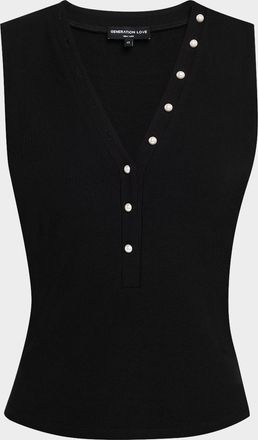 Generation Love Zoelle Ribbed Button Tank Top