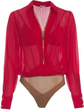 Elisabetta Franchi Body met kettingdetail - Dames - Bodies - Rood - M - Tops