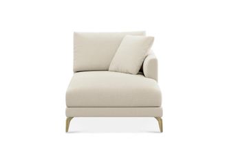 Castlery Lena Right Chaise Sofa Customized, (Washed Chenille) Cream (Brass Legs), Machine Washable, Removable Covers for Sofas by Castlery