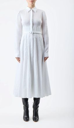 Gabriela Hearst Womens Dewi Pleated Dress - White Linen - Size EU 36 (Womens)