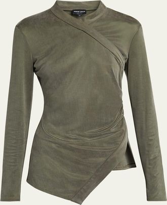Giorgio Armani Asymmetric Jersey Long-Sleeve Top