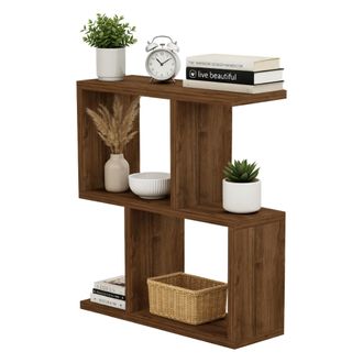 Dmora Mesa De Centro Flero, 2 Compartimentos, Forma Rectangular, Tono De Color Nogal, 45x17x51h Cm Marr&oacute;n Nogal