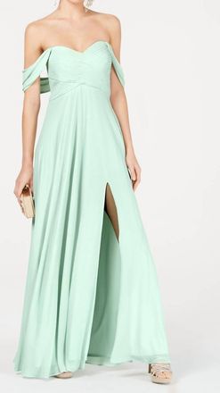 Sequin Hearts Womens Split Hem Polyester Evening Dress In Sage