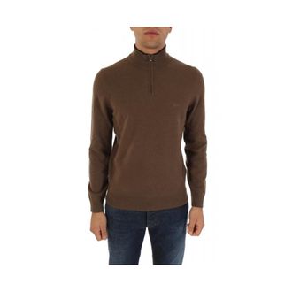 HUGO BOSS Marlo Quarter Zip Knit - Heren - Coltruien - Bruin - 3XL - Wol - Truien & Vesten