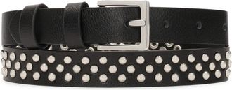 Kazar Zwarte smalle riem versierd met zilveren noppen - Dames - Riemen - Zwart - 80 CM - Leer - Accessoires