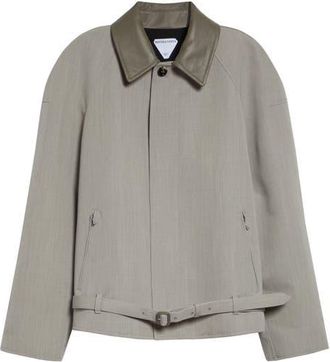 Bottega Veneta Oversize Wool M&eacute;lange Zip Jacket in 1105 Stone Melange at Nordstrom, Size 42 Us