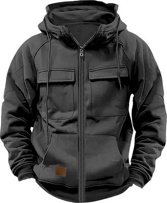 Generic Work Hoodies For Men, Half Zip Hooded Sweatshirt Windproof Warm Military Tactical Fleece Jacket Pullover Cardigans Jumper Long Sleeve Patchwork Top Wi