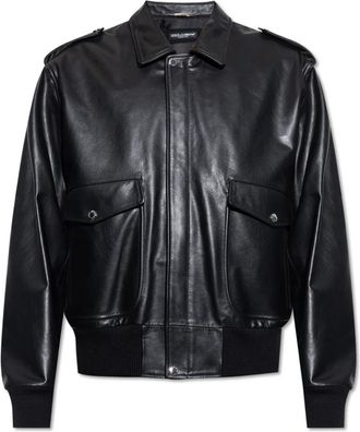 Dolce & Gabbana Leren jas - Heren - Zomerjassen - Zwart - XL - Leer - Jassen