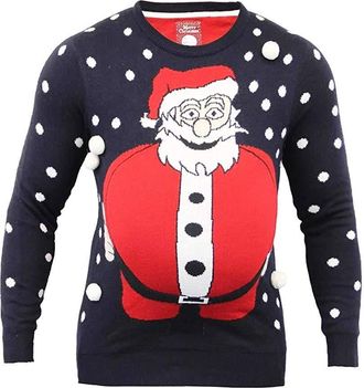 SS7 New Mens Christmas Jumper Fat 3D Santa Belly, Sizes S M L XL (M, Fat Santa)