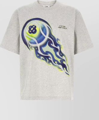 Casablanca flaming tennis ball printed cotton t-shirt