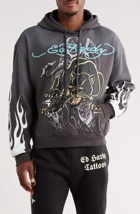 Ed Hardy Panther Fleece Hoodie in Sunfade Grey at Nordstrom Rack, Size Xx-Large