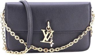 Louis Vuitton Black Leather Lv Bloom Wallet On Chain (Authentic Pre-Loved)