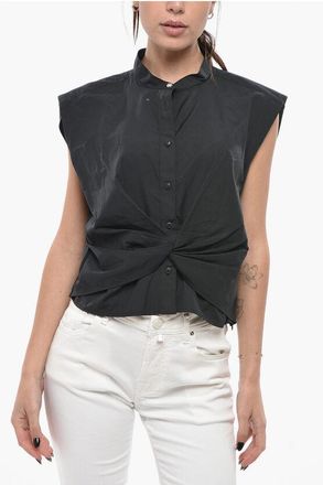 Rag & Bone Cotton Sleeveless Shirt with Front Knot size 44