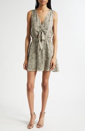 Ramy Brook Itzel Abstract Snakeskin Print Silk Blend Minidress in Olive Baja Dot at Nordstrom Rack, Size X-Large