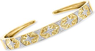Ross-Simons Diamond Starburst Cuff Bracelet in 18kt Gold Over Sterling
