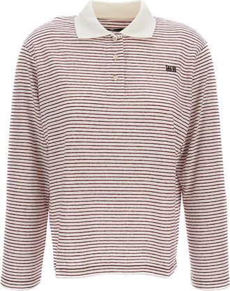 Wales Bonner Pink/Red/White Trust Striped Linen Cotton Polo Shirt