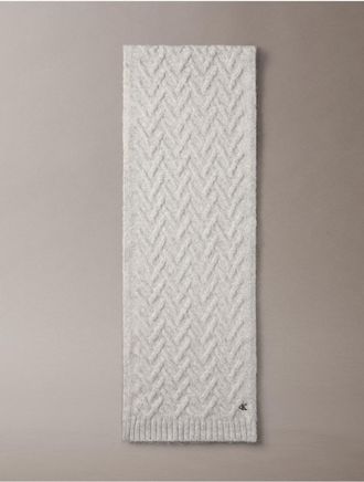 Calvin Klein Womens Cable Knit Scarf - Grey