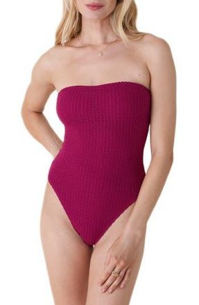 Andie Swim The Kauai Strapless Textured One-Piece Swimsuit in Merlot Crochet at Nordstrom Rack, Size X-Small