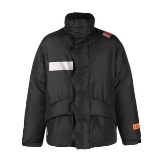 Heron Preston Jassen, Heren, Zwart, XL, Katoen, Zwarte Puffer Down Jas voor Wandelen