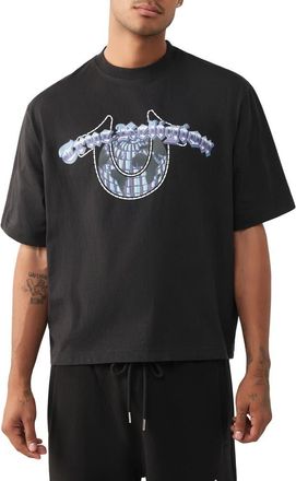 True Religion Chrome Logo Boxy Graphic T-Shirt in Jet Black at Nordstrom, Size Xxx-Large