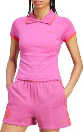 adidas Trefoil Logo Stretch Cotton Piqué Polo in Semi Lucid Fuchsia at Nordstrom, Size Large