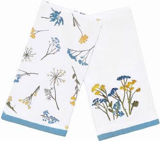 Lenox Set Of 2 Wildflowers Embroidered Kitchen Towels