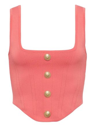 L'agence Top met vierkante hals en knopen - Roze