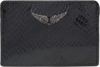 Zadig&Voltaire logo-plaque embossed leather cardholder - women - Calf Leather - One Size - Black