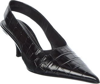 Toteme Classic Croc-Embossed Leather Slingback Pump