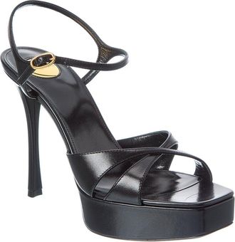Saint Laurent Debbie 85 Leather Platform Sandal