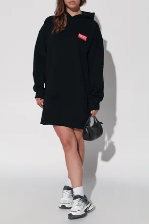 Diesel Dress With D-BOXT-HOOD-LAB Logo, Womens, Black