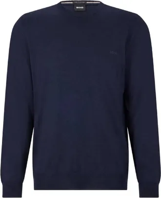 HUGO BOSS Embroidered Logo Long Sleeve Wool Sweater, Size Small