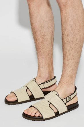 Dolce & Gabbana Sandals With Logo, Mens, Beige