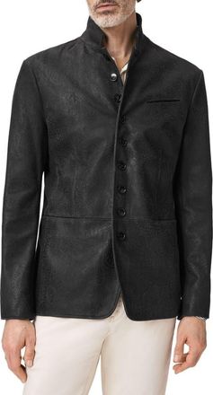 John Varvatos Woodward Tooled Paisley Goat Suede Jacket in Charcoal at Nordstrom, Size 50
