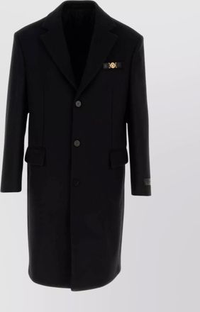 Versace wool coat with back vent and notch lapel
