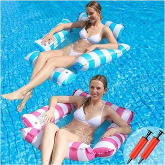 OEM Hamaca Inflable Para Piscina, Juego De 2 Piezas De Cama Flotante De Cuatro Tubos Con Red Y Colch&oacute;n Flotante
