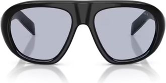 Prada Glossy Black C05s Oversized Pilot Acetate Sunglasses