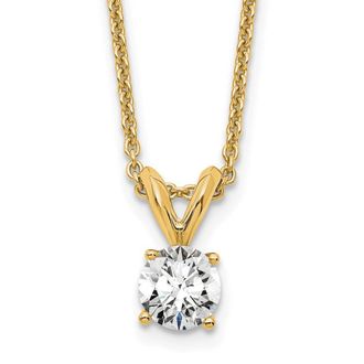 Diamond2Deal 14k Yellow Gold 1/3 Ct Round Lab Grown Diamond Solitaire Pendant Necklace 18 Clarity VS, Color D-E