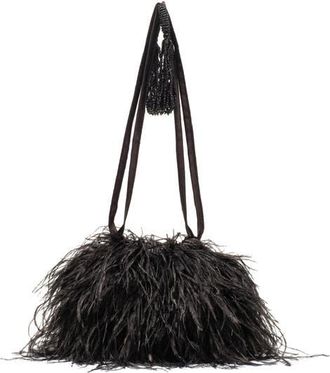 Frances Valentine Pouf Faux Feather Satin Bag in Black at Nordstrom