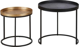 Maisons du monde Mesas auxiliares de aluminio y metal reciclado en negro y dorado (2)