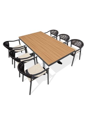 DCB Garden Lamu - Conjunto De Comedor De Jard&iacute;n De Aluminio Para 6 Personas - Antracita - Dcb Garden