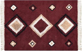 Beliani Rug SIIRT Red 140 x 200 cm Cotton