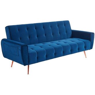 Vente-Unique Vente-unique - Divano letto 3 posti clic clac in velluto Blu notte - polani