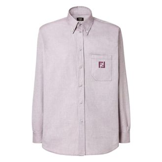 Fendi Casual Shirts, male, Purple, Size: XL Oxford Cotton Shirt