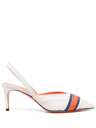 Santoni Slingback pumps met logoband - Wit