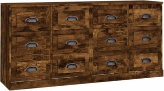 vidaXL Aparadores 2 piezas madera contrachapada roble ahumado Vidaxl