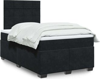 vidaXL Cama Box Spring Con Colch&oacute;n Terciopelo Negro 120x190 Cm Vidaxl