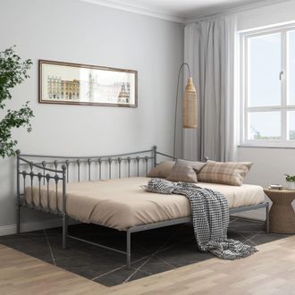 vidaXL Vidaxl - Estructura Sof&aacute; Cama Extra&iacute;ble Sin Colch&oacute;n Metal Gris 90x200 Cm
